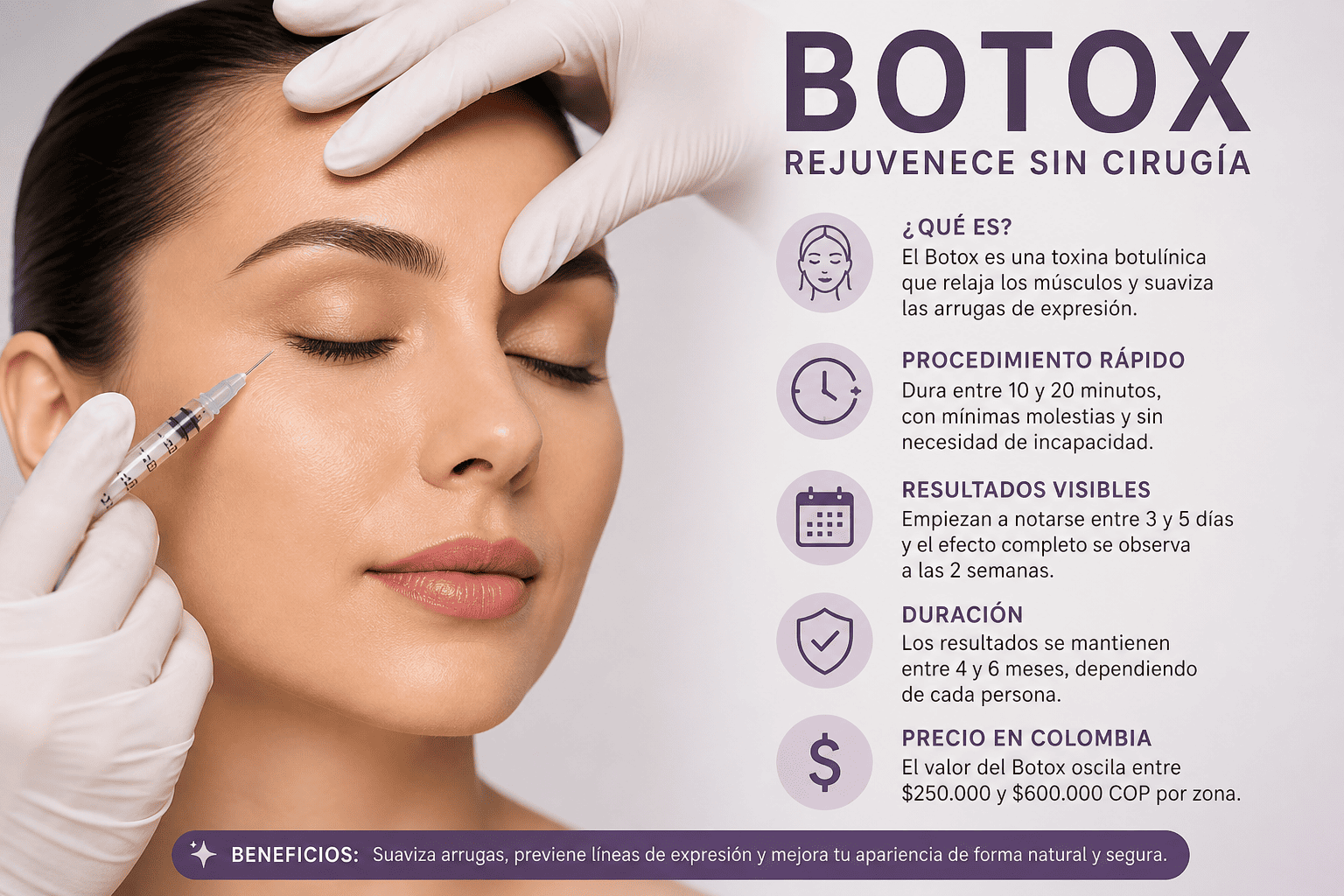 El Botox facial se posiciona como uno de los tratamientos estéticos más solicitados en la actualidad. Este procedimiento utiliza toxina botulínica en dosis controladas para relajar los músculos del rostro, lo que permite suavizar las arrugas y líneas de expresión sin necesidad de cirugía.