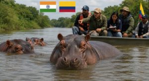 India evaluará traslado de hipopótamos desde Colombia: misión internacional llegará al Magdalena Medio